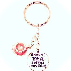 Tea Drinkers Novelty Gift Charm Keychain